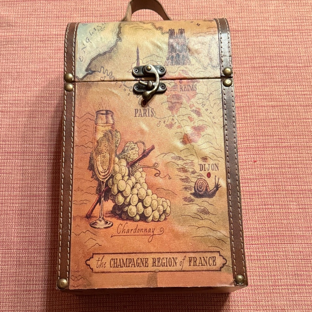 Vintage Style Brown Leather Wine Carrier